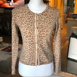 Rebecca Taylor Silk/Cashmere Leopard Print Cardigan